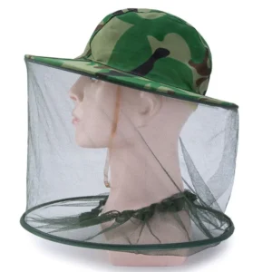 Men Women Long Camouflage Fishing Hat Anti-bee Insect Anti-mosquito Net Anti-insect Mesh Hat Cap Outdoor Hat with Sun Cover
